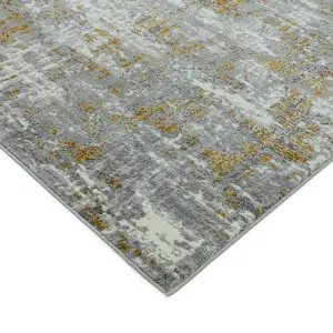 Abstract Yellow Easy to Clean Modern Jute Backing Rug for Living Room Bedroom and Dining Room-80cm X 150cm