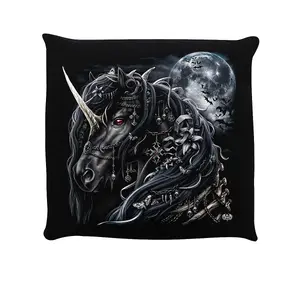 Spiral Dark Unicorn Filled Cushion Black (One Size)