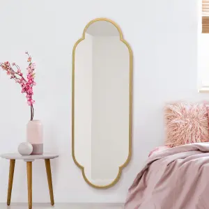 MirrorOutlet The Duplici Gold Metal Framed Double Arched Oval Wall Mirror 150CM X 52CM