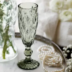 Set of 4 Smoke Grey Strasbourg Drinking Champagne Glasses