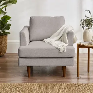 Furniturebox UK Fabric Armchair - 'Fleur' Upholstered Beige Armchair - 100% Eco Recycled Fabric - Modern Living Room Furniture