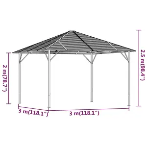 Berkfield Gazebo with Roof 3x3 m Anthracite