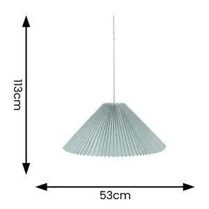 ValueLights Akira Blue Hanging Pendant Ceiling Light with Pleated Lampshade - LED Bulb Included