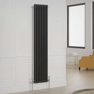 G-Rad Black Double Column Vertical Radiator - (H) 1800 x (W) 370mm