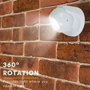 Wireless LED Motion Sensor Light, Outdoor PIR Floodlight, Removeable Head, 360° Rotation, Battery Powered - White