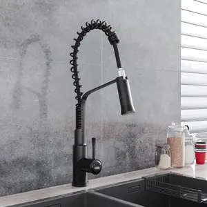 Black Stainless Steel Side Lever Kitchen Spring Neck Faucet Kitchen Tap Mixer Tap