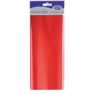 County Metallic Wrapping Paper (Pack of 4) Red (One Size)