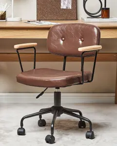 Desk Chair Faux Leather Brown ALGERITA