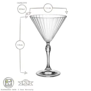 Bormioli Rocco - America '20s Martini Glasses - 250ml - Clear - Pack of 6