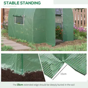 Outsunny 3 x 2M Walk-in Garden Polytunnel Greenhouse Galvanised Steel W/ Door