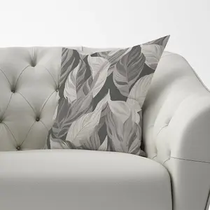 Grey Floral Leaves Cushions 60cm x 60cm