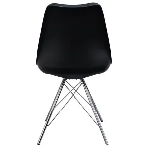 Soho Black Plastic Dining Chair with Chrome Metal Legs