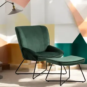 PS Global Green Keegan Armchair and Footstool