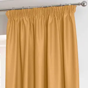 Homescapes Mustard Yellow Herringbone Chevron Blackout Curtains Pencil Pleat, 46x72"