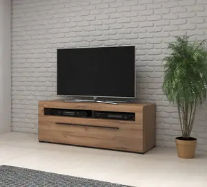 Tulsa Oak Grandson TV Cabinet with Integrated LED - W1400mm x H520mm x D500mm