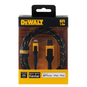 Dewalt Lightening USB iPhone iPad Charging Cable 6ft 1.8m Reinforced Braided