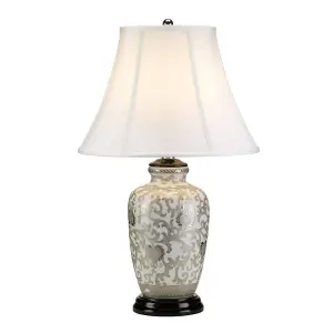 Luminosa Silverthistle 1 Light Table Lamp - White, Silver Finish, E27