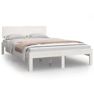 Berkfield Bed Frame White Solid Wood Pine 120x200 cm