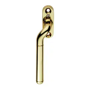 Cranked Locking Window Espagnolette Handle Left Handed 110mm Polished Brass