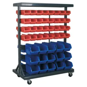 Sealey Mobile Bin Box Storage System With Heavy Duty Castors - 94 Bins TPS94