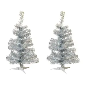 60cm Artificial Pine Christmas Tree (Set of 2) Silver