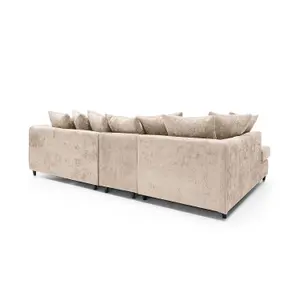 Harriet Crushed Chenille Large Left Facing Corner Sofa in Cream