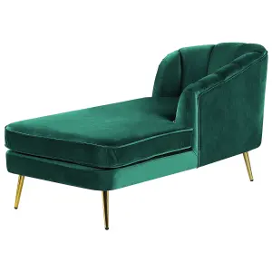 Left Hand Velvet Chaise Lounge Emerald Green ALLIER