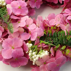 40cm Artificial Pink Floral Blossom Wreath