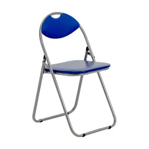 Harbour Housewares - Padded Folding Chair - Blue/Silver