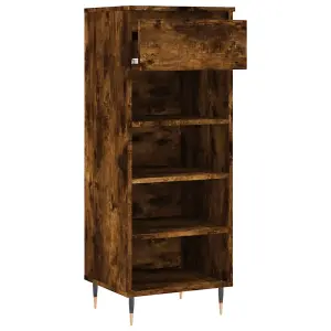 Berkfield Shoe Cabinet Smoked Oak 40x36x105 cm Engineered Wood