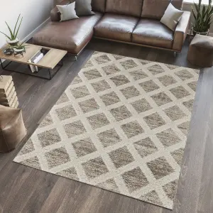 Diamond Shaggy Natural Modern Woven effect Medium Rug, (L)160cm x (W)120cm