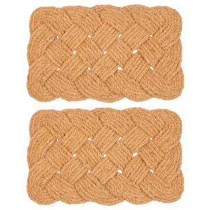 Nicola Spring Natural Coir Knotted Door Mat - 68cm x 43cm - Pack of 2