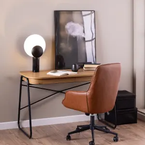 Blueton Office Desk with 2 Drawers in Black and Oak