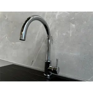 Liquida W06CH Swan Neck Monobloc Single Lever Chrome Kitchen Mixer Tap