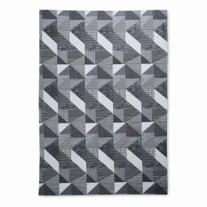 Catherine Lansfield Dining Larsson Geo Wipe Clean 132x178 cm Table Cloth Grey