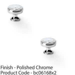 2 PACK - Round Hammered Door Knob - Polished Chrome 32mm Diameter Cupboard Pull Handle