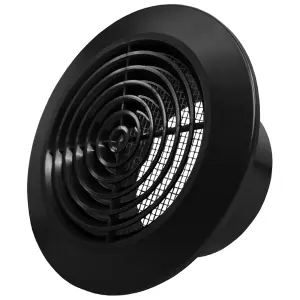 4-inch / 100 mm Circular Ceiling Mounted Air Vent Grille Cover, Round Ventilation Extract/Supply Valve Diffuser (Black)