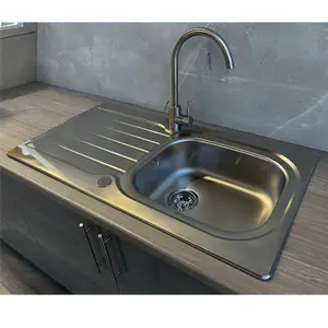 Liquida LSS100 1.0 Bowl Reversible Inset Stainless Steel Kitchen Sink With Waste