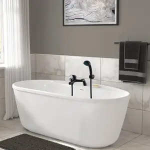 BATHWEST Bathroom Matte Black Bath Filler Taps & Shower Head Brass Bath Mixer Taps Black