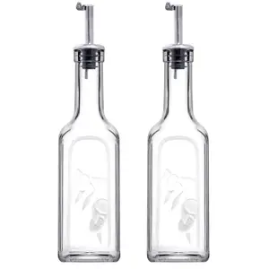 Queensway Home & Dining 345ml Oil Vinegar Glass Bottles Dispenser Pourer Storage Container Serving Set of 2