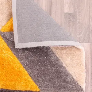 Blazon Ochre 3D Shaggy Rug by Ultimate Rug-60cm X 110cm