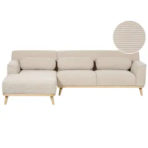 Corner Sofa SIMOS Light Beige Corduroy Right Hand