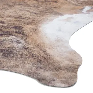 Brown White Abstract Modern Cowhide Easy to Clean Animal Rug For Dining Room Bedroom And Living Room-130cm X 155cm