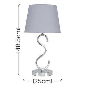 ValueLights Cabonna Modern Sleek Design Polished Chrome Touch Table Lamp with Grey Light Shade