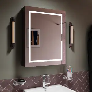 Croydex Hang 'n' Lock Vandalia Gloss Wall-mounted Illuminated Mirrored Bathroom Cabinet (W)610mm (H)760mm