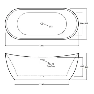 Luxury 1800mm Modern Double Ended Bath