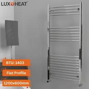 Towel Radiator Rail 1200 x 600 for Central Heating with Chrome Finish