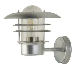 Lighting Collection Galvanised Outdoor Lantern Wall Light