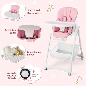 Costway Adjustable Baby High Chair Convertible Infant Dining Chair With 5-point Harness