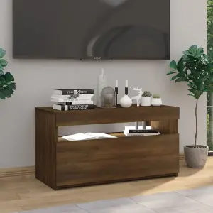 Berkfield TV Cabinet with LED Lights Brown Oak 75x35x40 cm